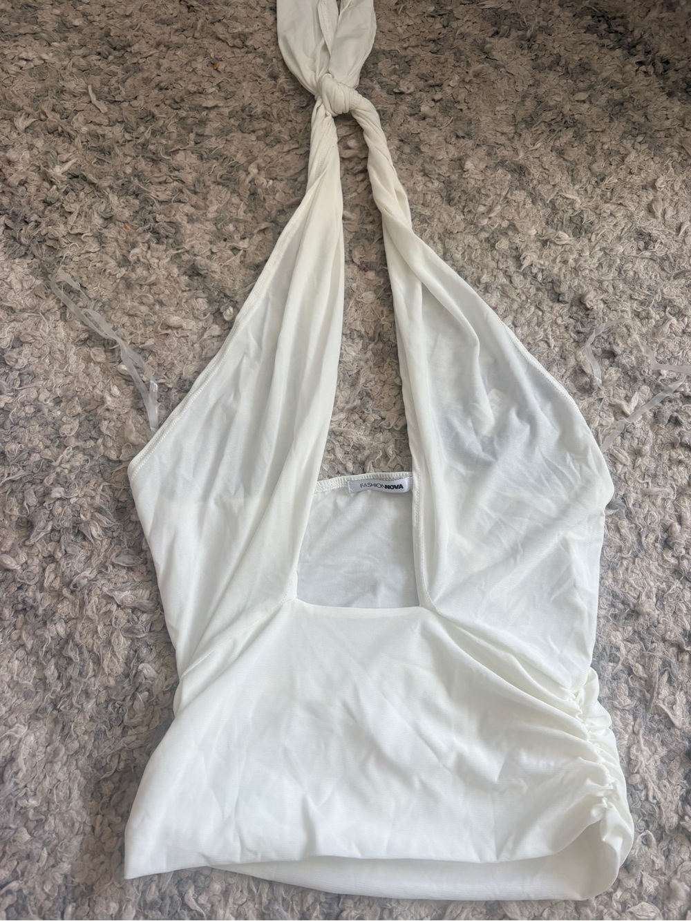 Fashion Nova White Halter Cutout Bandeau Top